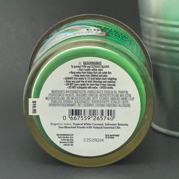 BBW Waikiki Beach Coconut Bath & Body Works Single Wick Candle - Picture 9 of 10